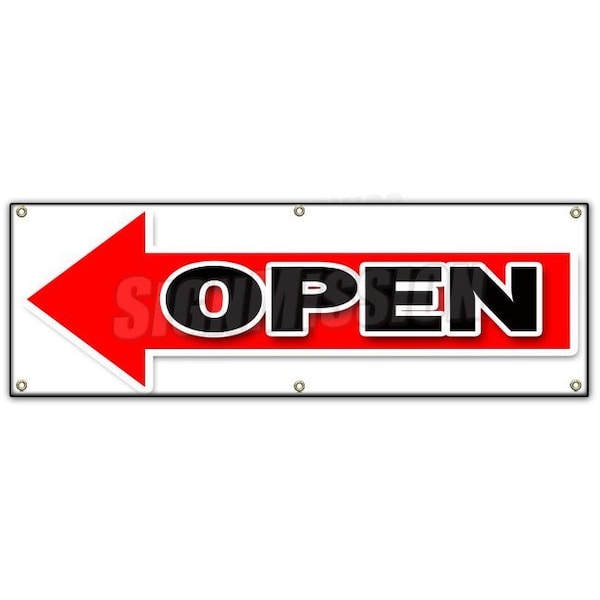 Signmission GIANT LEFT OPEN ARROW BANNER SIGN turn here sale follow directions B-72 Giant Left Open Arrow - main